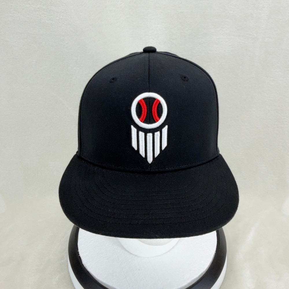 Mizuno Black Baseball Snapback Hat Flat Brim Embroidered Logo 370369 OSFA